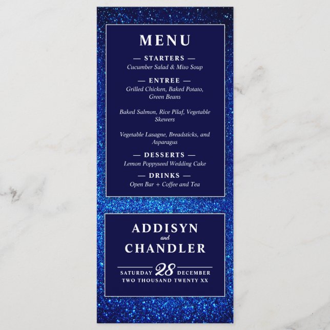 Navy Blue and White Elegant Simple Modern Wedding Programme (Front)