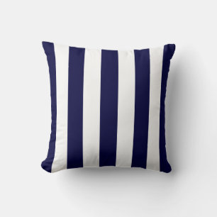 Navy Blue and White Extra Large Stripe Pattern Cushion