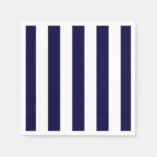 Navy Blue and White Extra Large Stripe Pattern Napkin