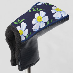 Navy Blue and White Floral Pattern Golf Head Cover