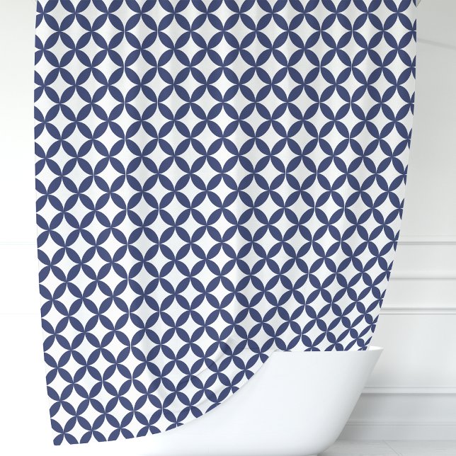 Navy Blue and White Geometric Shower Curtain (Creator Uploaded)