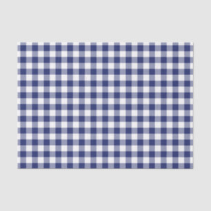 Navy Blue and White Gingham Pattern Tissue Paper