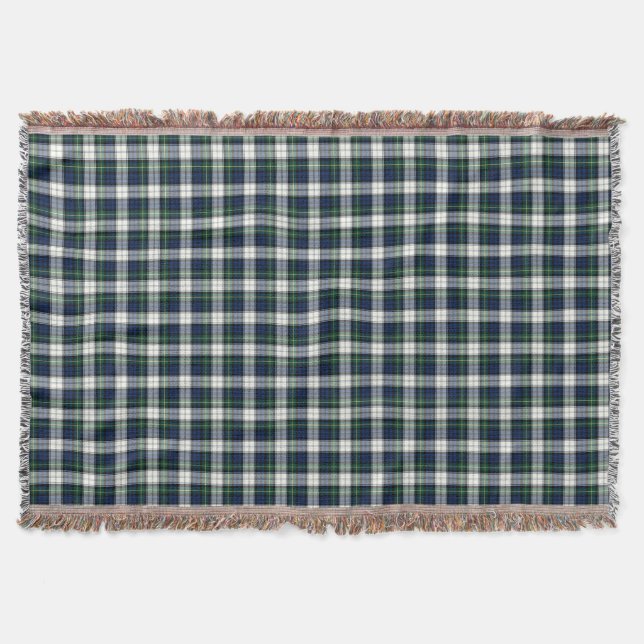 Navy Blue and White Gordon Clan Formal Dress Plaid Throw Blanket (Front)