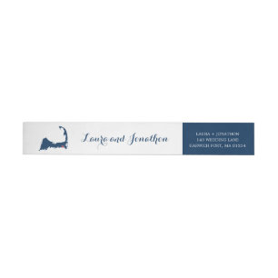 Navy Blue and White Harwich Port Cape Cod Wedding Wrap Around Label