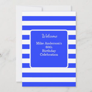Navy Blue and White Mens Birthday Party Invitation