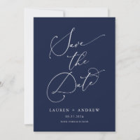 Navy Blue and White Minimalist 2 Save the Date