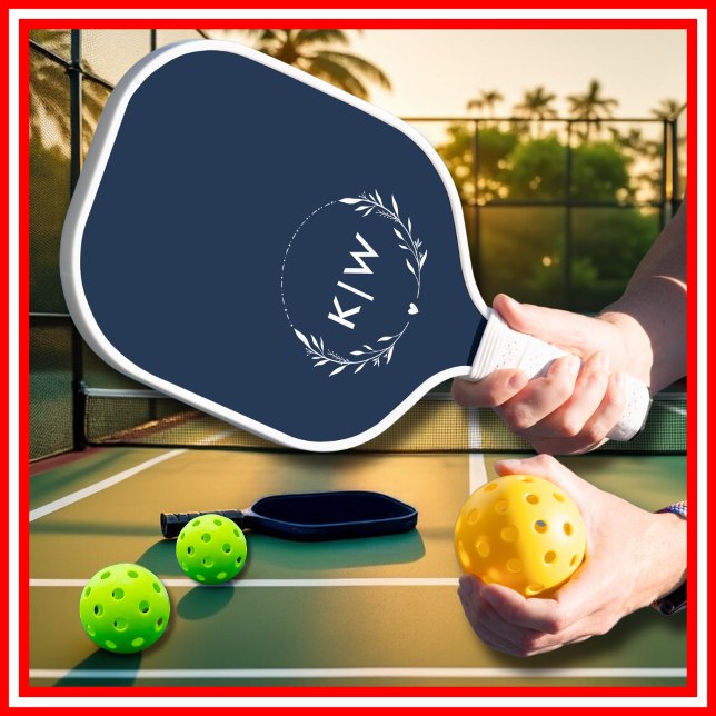  Navy Blue and White | Modern Initials Monogram Pickleball Paddle (Navy Blue and White | Modern Initials Monogram Pickleball Paddle)