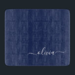 Navy Blue and White Modern Monogram Cutting Board<br><div class="desc">Introducing our Navy Blue and White Modern Monogram Collection: Elevate your home decor with our sophisticated collection featuring a contemporary navy blue and white colour scheme. Each piece is meticulously crafted to exude elegance and style, perfect for adding a touch of modern flair to any room. Whether you're looking for...</div>