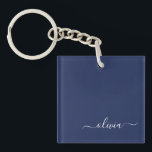 Navy Blue and White Modern Monogram Key Ring<br><div class="desc">Introducing our Navy Blue and White Modern Monogram Collection: Elevate your home decor with our sophisticated collection featuring a contemporary navy blue and white colour scheme. Each piece is meticulously crafted to exude elegance and style, perfect for adding a touch of modern flair to any room. Whether you're looking for...</div>