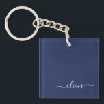 Navy Blue and White Modern Monogram Key Ring<br><div class="desc">Introducing our Navy Blue and White Modern Monogram Collection: Elevate your home decor with our sophisticated collection featuring a contemporary navy blue and white colour scheme. Each piece is meticulously crafted to exude elegance and style, perfect for adding a touch of modern flair to any room. Whether you're looking for...</div>