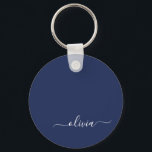 Navy Blue and White Modern Monogram Key Ring<br><div class="desc">Introducing our Navy Blue and White Modern Monogram Collection: Elevate your home decor with our sophisticated collection featuring a contemporary navy blue and white colour scheme. Each piece is meticulously crafted to exude elegance and style, perfect for adding a touch of modern flair to any room. Whether you're looking for...</div>