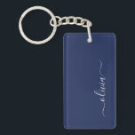 Navy Blue and White Modern Monogram Key Ring<br><div class="desc">Introducing our Navy Blue and White Modern Monogram Collection: Elevate your home decor with our sophisticated collection featuring a contemporary navy blue and white colour scheme. Each piece is meticulously crafted to exude elegance and style, perfect for adding a touch of modern flair to any room. Whether you're looking for...</div>