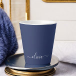 Navy Blue and White Modern Monogram Latte Mug<br><div class="desc">Introducing our Navy Blue and White Modern Monogram Collection: Elevate your home decor with our sophisticated collection featuring a contemporary navy blue and white colour scheme. Each piece is meticulously crafted to exude elegance and style, perfect for adding a touch of modern flair to any room. Whether you're looking for...</div>