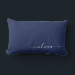 Navy Blue and White Modern Monogram Lumbar Cushion<br><div class="desc">Introducing our Navy Blue and White Modern Monogram Collection: Elevate your home decor with our sophisticated collection featuring a contemporary navy blue and white colour scheme. Each piece is meticulously crafted to exude elegance and style, perfect for adding a touch of modern flair to any room. Whether you're looking for...</div>