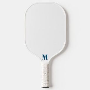 Navy Blue and White Modern Monogram Pickleball Paddle