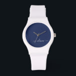 Navy Blue and White Modern Monogram Watch<br><div class="desc">Introducing our Navy Blue and White Modern Monogram Collection: Elevate your home decor with our sophisticated collection featuring a contemporary navy blue and white colour scheme. Each piece is meticulously crafted to exude elegance and style, perfect for adding a touch of modern flair to any room. Whether you're looking for...</div>