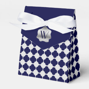 Navy Blue and White Monogram Favour Gift Box