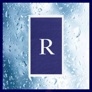 Navy Blue and White Monogrammed Paper Guest Towel Napkin