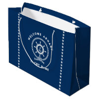 Navy blue and white nautical boat wheel rope knot