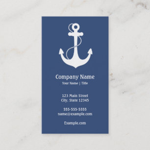 Navy Blue and White Nautical Business Card