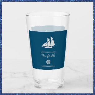 Navy Blue and White Nautical  Glass