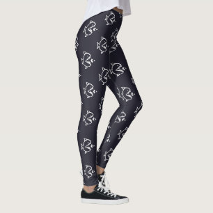 navy blue and white nautical TEETHY FISH   Leggings