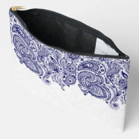 Navy Blue And White Paisley Lace