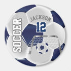 Navy Blue and White Personalise Soccer Ball