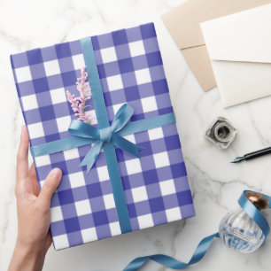 Navy Blue and White Plaid Pattern Wrapping Paper
