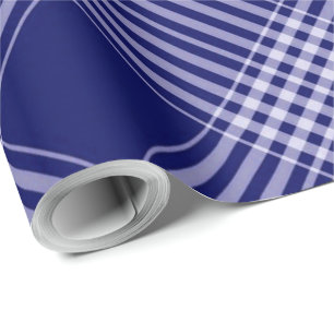 Navy Blue And White Plaid Wrapping Paper