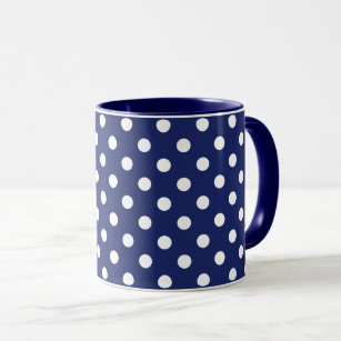Navy Blue and White Polka Dot Pattern Mug