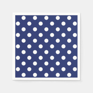 Navy Blue and White Polka Dot Pattern Napkin