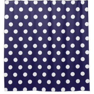 Navy Blue and White Polka Dot pattern Shower Curtain