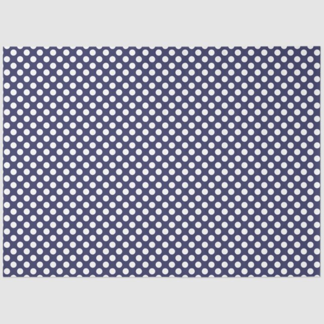 Navy Blue and White Polka Dot Tissue Paper (Front)