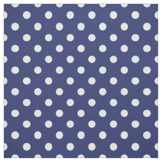 Navy Blue and White Polka Dots Pattern Fabric