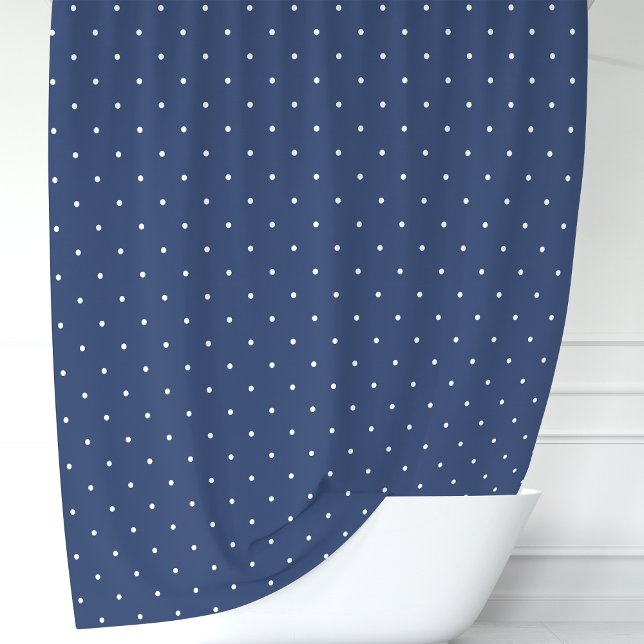 Navy Blue and White Polka Dots Shower Curtain (Creator Uploaded)