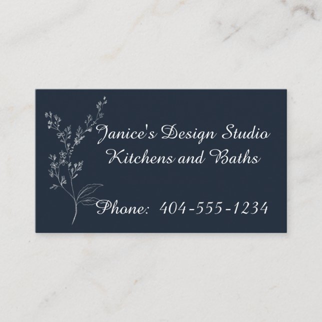 Navy Blue and White Professional Business Card (Front)