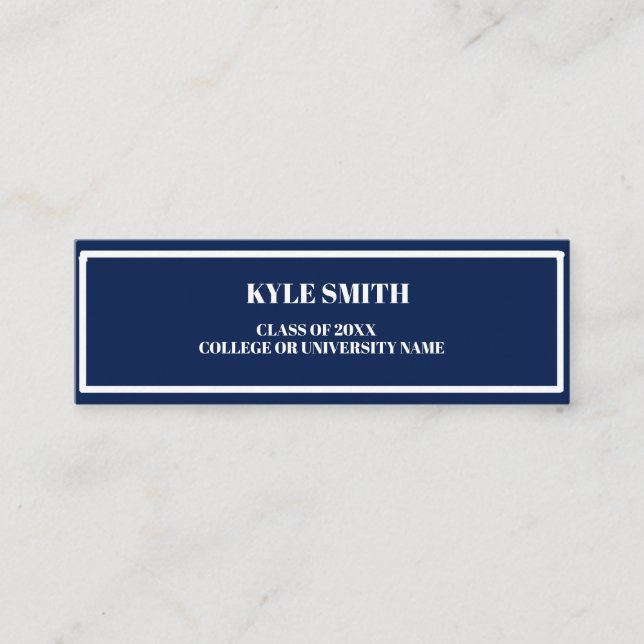 Navy Blue and White Profile Card (Front)