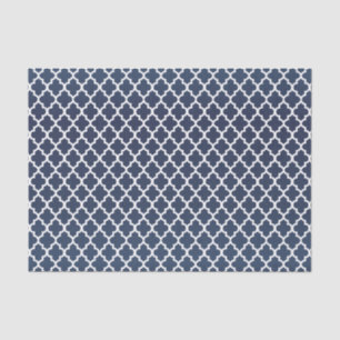 Navy Blue and White Quatrefoil Pattern Tissue Paper
