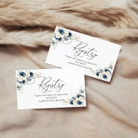 Navy Blue and White Roses Bridal Shower Registry