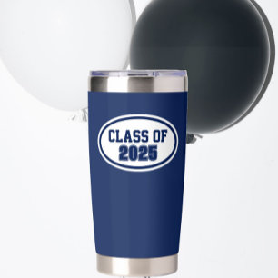 Navy Blue and White School Colours Class Year Insulated Tumbler