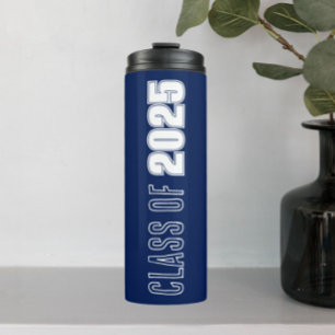 Navy Blue and White School Colours Class Year Thermal Tumbler
