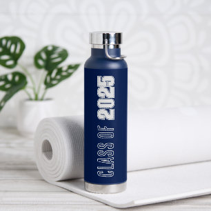 Navy Blue and White School Colours Class Year Water Bottle