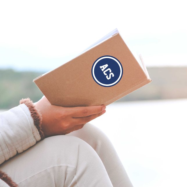 Navy Blue and White School Colours Classic Round Sticker (In Situ)