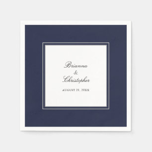 Navy Blue and White Simple Elegant Wedding Napkin