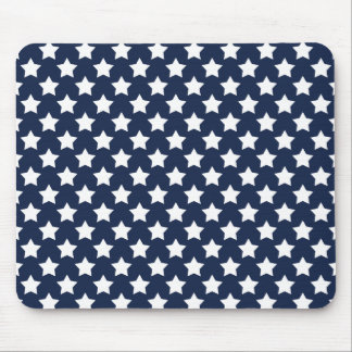 Navy Blue and White Stars, Starry Pattern Mouse Pad
