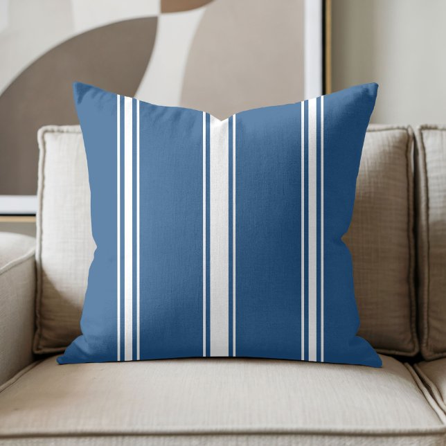 Navy Blue and White Stripe Cushion (Creator Uploaded)