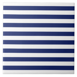 Navy Blue and White Stripe Pattern Tile