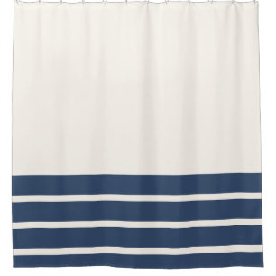 Navy Blue and White Stripe Shower Curtain