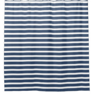 Navy Blue and White Stripe Shower Curtain